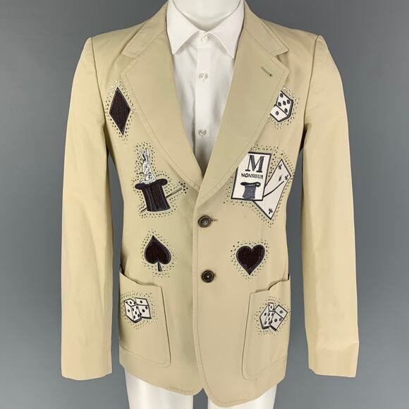 VIKTOR & ROLF Size 36 Beige Applique Cotton Metal Sport Coat